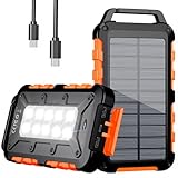 Solar Powerbank Outdoor 26800mAh, PD15W Tragbare Solar Ladegerät mit Solarpanel...