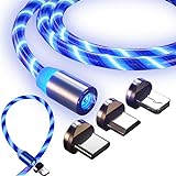 Retoo LED 3 in 1 Magnetisches Ladekabel 1M, Schnellladen Magnet USB Kabel,...