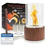 Flammenfuchs® einzigartiger Tischkamin in edler Holzoptik - Tischfeuer XXL-Set...