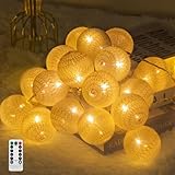 Ciskotu Baumwollkugeln Lichterkette, 20 LED USB Dimmbar Cotton Ball Lichterkette...