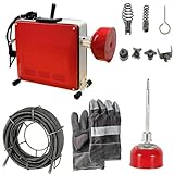 850W 400U/min Elektrische Rohrreinigungsmaschine mit Ø16mm 20m & 2.5 m...