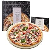 GOURMEO Pizzastein Cordierit rund - Durchmesser 35cm - Pizzastein für Backofen Grill Gasgrill - Pizza Stein - Steinplatte - Resistent gegen hohe Temperaturen