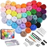 45 Farben Nadelfilz Set, Filz Starterset Filzwolle Nadelfilzen Set mit...