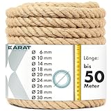 KARAT Juteseil Kletterseil 10m 24mm Dicke Juteschnur, Tau Seil aus 100% Natur...