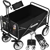 tectake Bollerwagen faltbar, Transportwagen klappbar, mit Tasche, Handwagen zum...