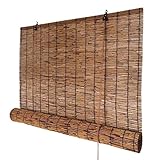 Natur Bambus-Rollo, 90% UV-Block Fenster Raffrollos, Wasserdichte Jalousien 150...