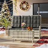 Gotland 3-Sitzer Rattan Gartenmöbel Set mit 118° Rückenlehne, Verstellbar,...