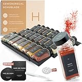 Havenhaus Gewürzregal Set mit Gewürzgläsern Deckel Edelstahl schwarz...