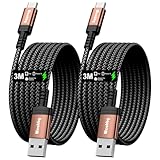 USB AUF USB C Schnellladekabel 3.1A [2Stück 3m] | Samsung Ladekabel für iPhone...