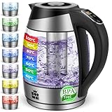 FOR ME Glas Elektrischer Wasserkocher 1,8L, Temperatureinstellung,...