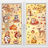 9 Blätter Fensterbilder Herbst selbstklebend – 67 Stück Herbstdeko Fenster...