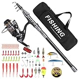 Achort Teleskopangel 1,8m Angelrolle Angelruten-Spule Kombi Set, Angelset...