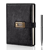WEMATE Tagebuch mit Schloss, A5 PU Leder Journal mit Schloss 240 Seiten, Vintage...