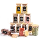 ComSaf Gewürzgläser mit Etiketten 240 ml 12 Stück, Gewürzgläser Eckig mit...