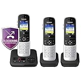 Panasonic KX-TGH723GS Schnurlostelefon mit Anrufbeantworter 3er Set (DECT...