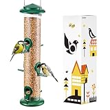 iBorn Vogelfutterspender - 35，6cm Metall Futterspender mit 6 Anflugplätzen -...