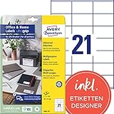 AVERY Zweckform 3481-10 Adressaufkleber (210 Etiketten, 70x41mm auf A4, FSC,...