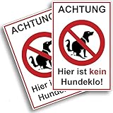 2 stück Achtung hier ist kein Hundeklo Schild (20 x 30 cm - 3mm Kunststoff) -...
