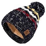 4sold Herren Damen Wurm Winter Style Beanie Strickmütze Mütze mit Fellbommel...