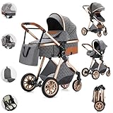 Kakbgee Kinderwagen 3 in 1, Buggy Mit Einem Klick Zusammenklappbarer, Tragbarer...