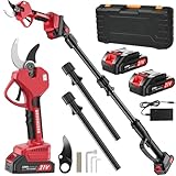 Akku Astschere Teleskop, 50mm 2-In-1 Elektrische Astschere Teleskopstiel mit 2*...