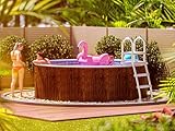 poolomio® Stahlwandpool rund 360 x 90 cm Holzoptik | Robuster Gartenpool als...