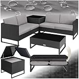 tectake® Poly Rattan Lounge Sitzgruppe, Gartenmöbel Set mit Sofa, Tisch mit...