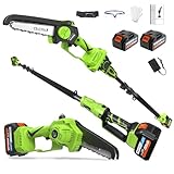 2-in-1 Akku Teleskop Hochentaster 8 Zoll & Mini Kettensäge mit 2×4.0Ah 21V...