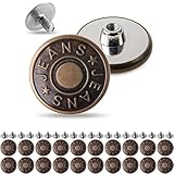 Hosen Ersatz Knöpfe zum Schrauben, 20 Pack, Ø 20 mm Messing Jeansknöpfe,...