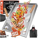 KESSER® Grillplatte Plancha aus Edelstahl 40x30cm rostfrei mit Fettablauf,...