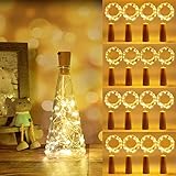 Vicloon 12 Stück Led Flaschenlicht, 2M 20 LEDs Glas Korken Licht Lichterkette,...