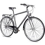 CHRISSON 28 Zoll Citybike Herren - City One anthrazit matt 53 cm - Herrenfahrrad...