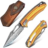 Taschenmesser Klappmesser aus VG10 Damast scharf echt Einhandmesser Outdoor...