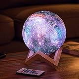 JUAUO Kinder Nachtlicht 3D Lunar Lampe, 16 Farben einstellbar USB...