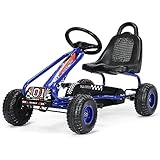 COSTWAY Gokart mit verstellbarem Sitz, Go Cart mit Handbremse, Tretauto bis 30...