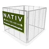 NATIV Garten Komposter 100x100x80 cm mit Bodengitter, Metallkomposter mit 800...