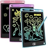 3 Pack LCD Schreibtablett, 8.5 Zoll Bunte Doodle Board für Kinder, Tragbarer Elektronische Zeichentafel Tablet Zeichnung Pads, Geschenke für 2 3 4 5 6 7 Jährige Jungen Mädchen - Blau & Rosa & Violett