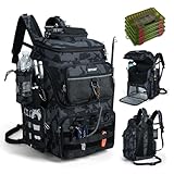 Goture Angelrucksack mit 4 Köderbox Angeln, 55-Liter Angelzubehör-Rucksack mit...