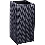 STILISTA® Poly-Rattan Blumentopf 63x30x30 cm inkl. Innentopf und Wasserablauf,...