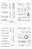Silikonstempel Weihnachten Deutsch, 4 Blätter Weihnachtsstempel Clear Stamp...