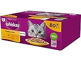Whiskas Adult 1+ Katzennassfutter Geflügel Auswahl in Gelee, 80 Portionsbeutel,...