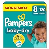 Pampers Windeln Größe 8 (17kg+) Baby-Dry, Extra Large, MONATSBOX, bis zu 12...