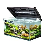 VIALIA Aquarium rechteckig mit Juwel LED Abdeckung schwarz 60x30x30 cm, 54...