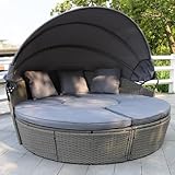 Enjoy Fit Poly Rattan Sonneninsel mit faltbarem Sonnendach Ø 180 cm inkl....