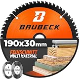 BAUBECK Sägeblatt 190x30 inkl. 20mm/16mm Reduzierringe - Multi Material...