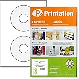 Printation CD Label Aufkleber 117 mm, 50 CD Sticker, 2 CD DVD Etiketten pro A4...