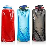 WUDQIJI Faltbarer Wasser-Flaschen 3 Stück 700ML Faltbare Trinkflasche Faltbare...