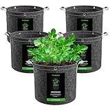 VIVOSUN Pflanzsack 12 L 5er-Pack, Stofftopf aus Vliesstoff mit 500 g/m²...