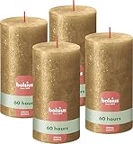 Bolsius Rustik Stumpenkerzen - Shimmer Gold - 4 Stück - 13 x 7 cm - Dekorative...