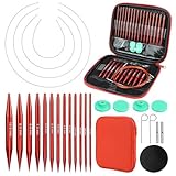 QWORK® 3.0–10.0 mm Auswechselbare Rundstricknadeln Set, 40 cm/60 cm/80 cm/100...